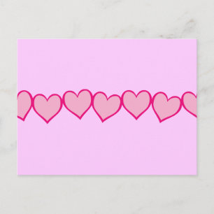Reihe rosa Herzen Postkarte