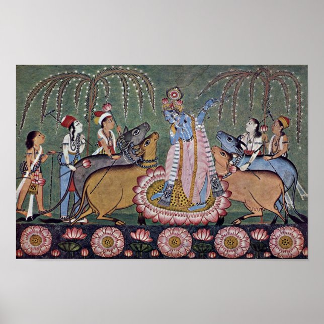 Reihe Scene Râgmâlâ: Krishna mit seinem Flute in Poster (Vorne)