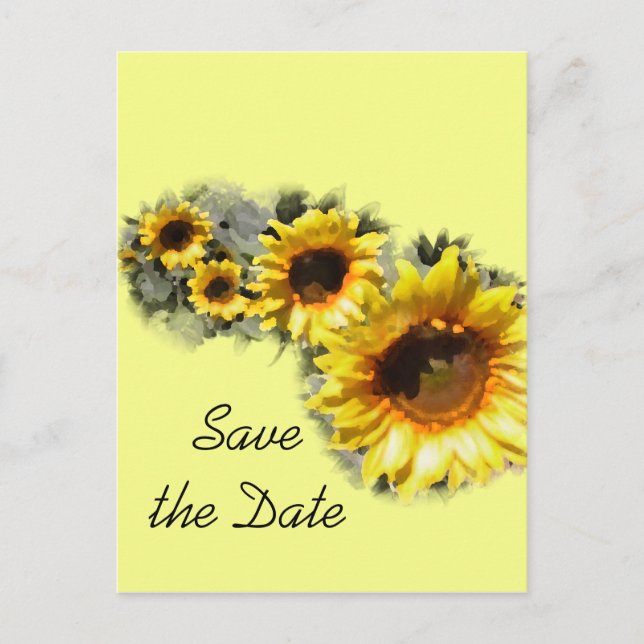 Reihe Sonnenblumen Hochzeit Save the Date Ankündigungspostkarte (Vorderseite)