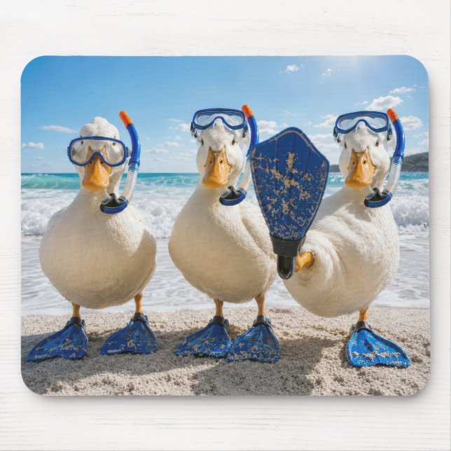 Reihe von Enten mit Schnorchelausrüstung Mousepad (Vorne)