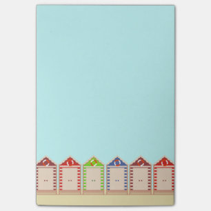 Reihe von farbigen Strandhütten Post-it Klebezettel