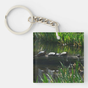 Reihe von grünen Naturfotos von Schildkröten Schlüsselanhänger