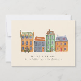 Reihe von Häusern ab einem Wintertag Feiertagskarte