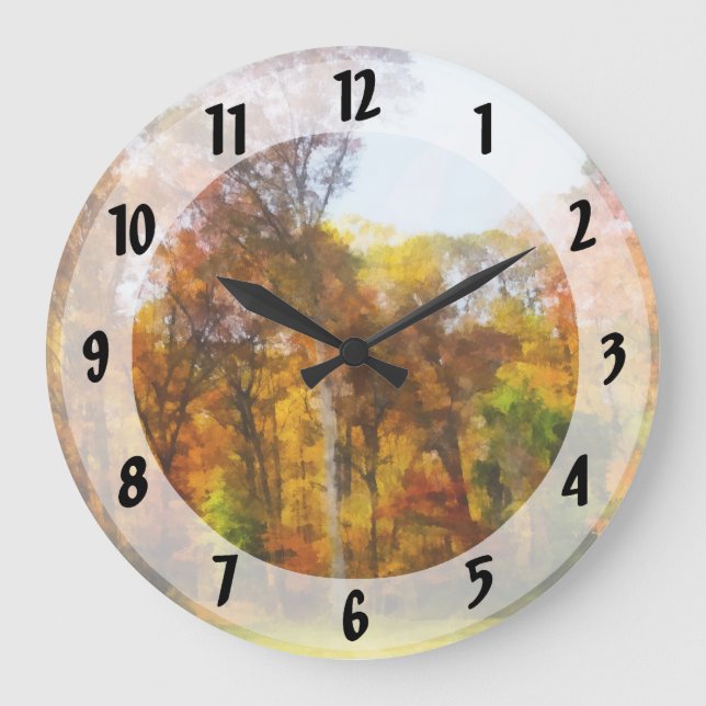 Reihe von Herbstbaumen Große Wanduhr (Vorderseite)