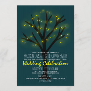Reihe von Lichtern Eichenbaum Hochzeitseinladungen Einladung