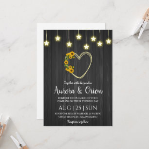 Reihe von Lichtern Sonnenblumen Hochzeit Einladung