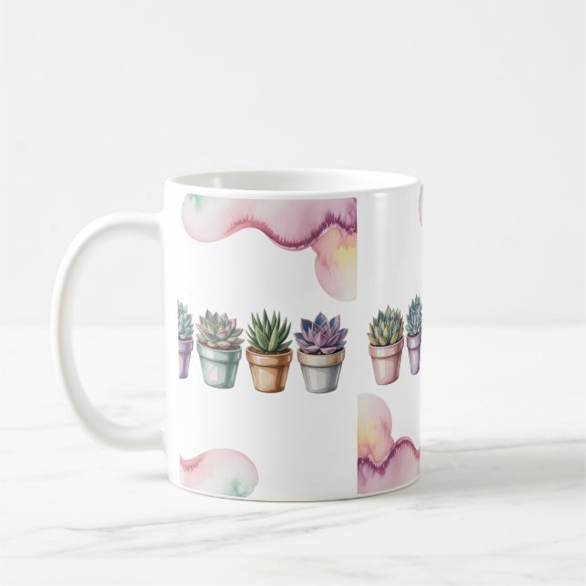 Reihe von mini getopften Sukkulenten Kaffeetasse (Links)