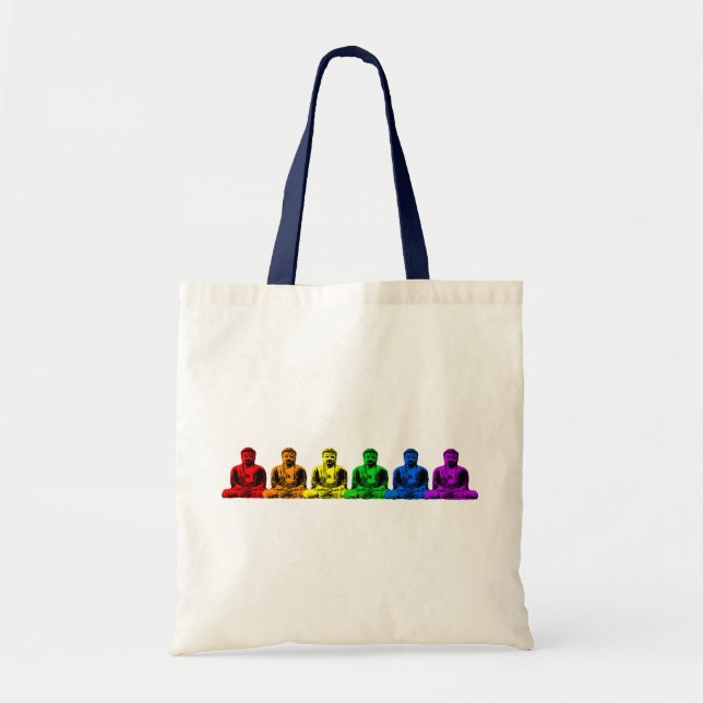 Reihe von Regenbogen-Buddhas Tragetasche (Vorne)