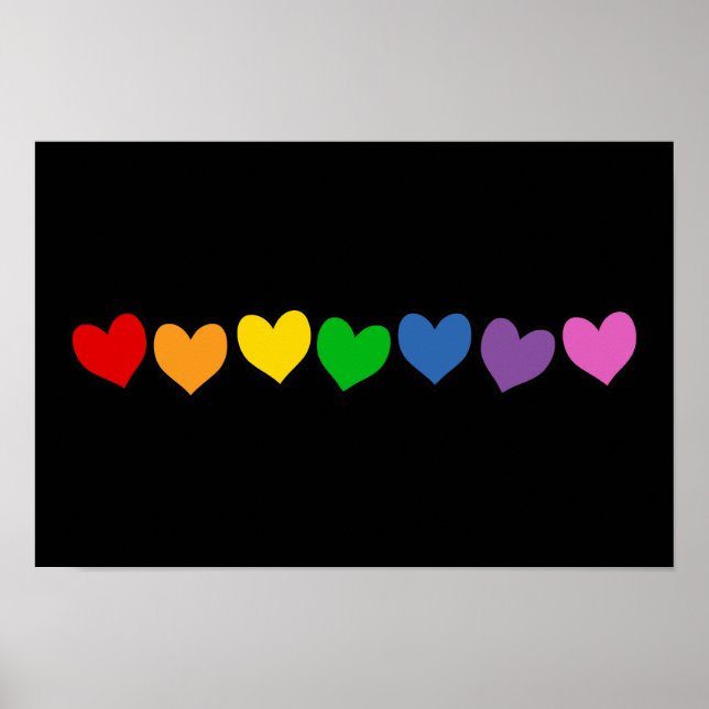 Reihe von Regenbogenherzen Poster (Vorne)