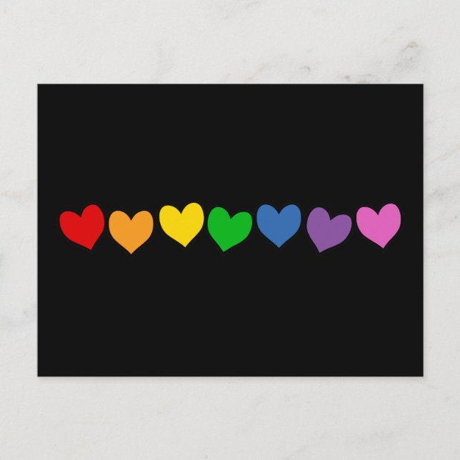 Reihe von Regenbogenherzen Postkarte (Vorderseite)