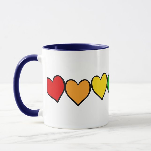Reihe von Regenbogenherzen Tasse (Links)