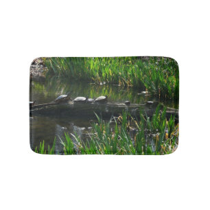 Reihe von Schildkröten Grünes Foto Badematte