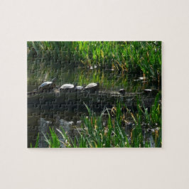 Reihe von Schildkröten Grünes Foto Puzzle
