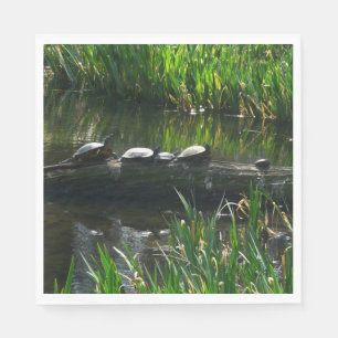 Reihe von Schildkröten Grünes Foto Serviette