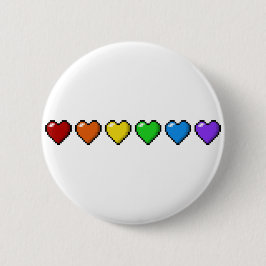 Reihe von sechs LGBTQ-Pride-Rainbow-Pixel-Herz Button
