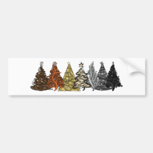 Reihe von sieben Gay Bär Pride Flag Weihnachtsbaum Autoaufkleber