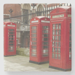 Reihe von Telefonzellen auf der Rückseite des Roy Steinuntersetzer