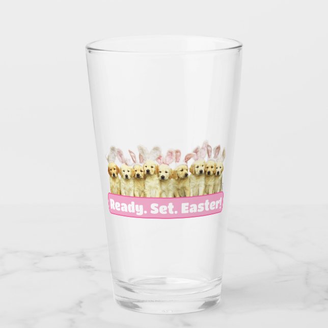 Reihe von Welpen-Häschen Glas (Vorderseite)
