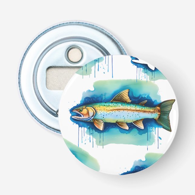 Reihe Wasserfarben: Forellen/Lachs Flaschenöffner (Vorderseite)
