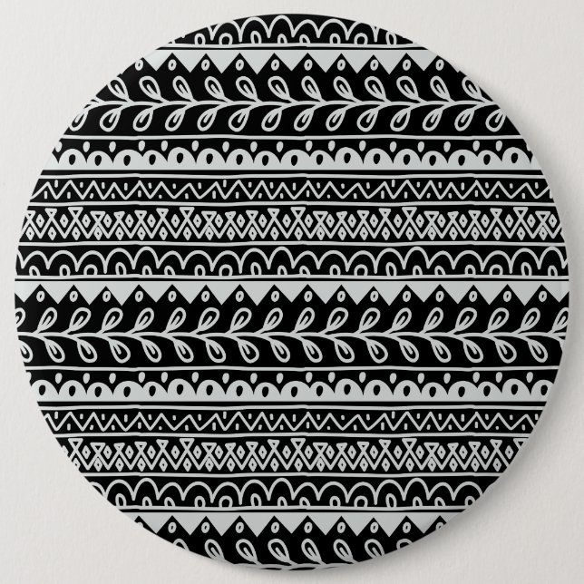 Reihen der schwarzen und weißen Doodle-Muster Button (Vorderseite)