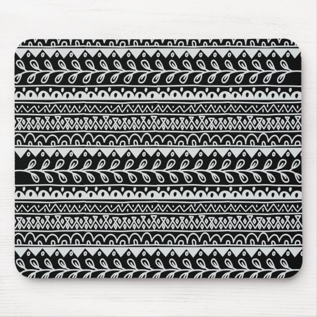 Reihen der Schwarzweiss-Gekritzel-Muster Mousepad (Vorne)