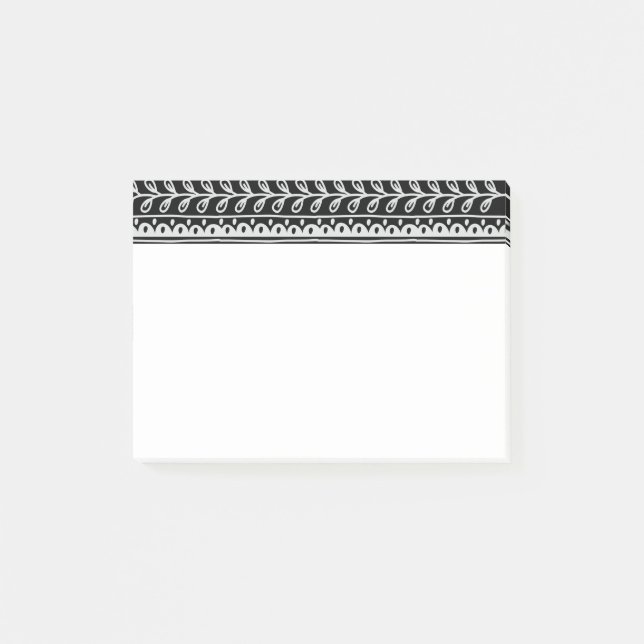 Reihen der Schwarzweiss-Gekritzel-Muster Post-it Klebezettel (Vorderseite)