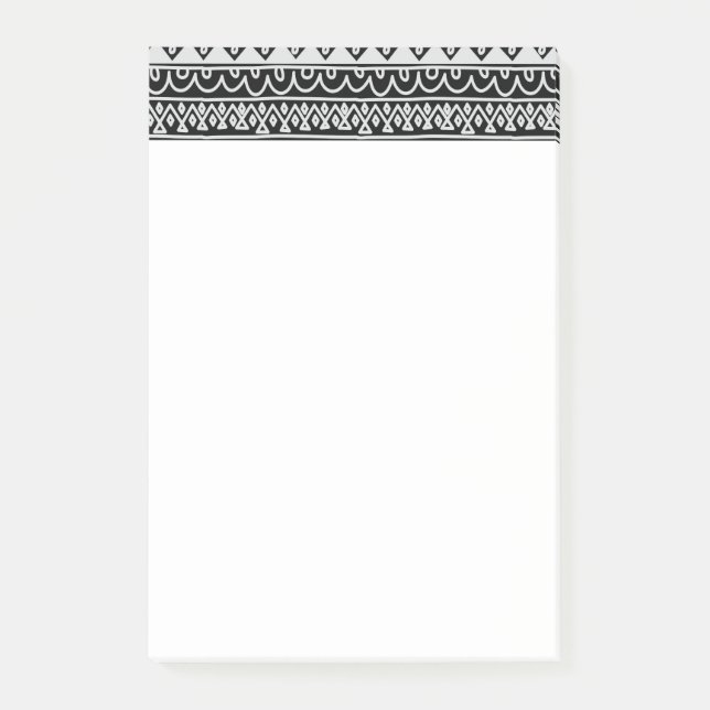 Reihen der Schwarzweiss-Gekritzel-Muster Post-it Klebezettel (Vorderseite)