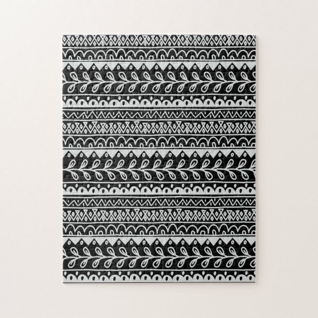 Reihen der Schwarzweiss-Gekritzel-Muster Puzzle (Vertikal)