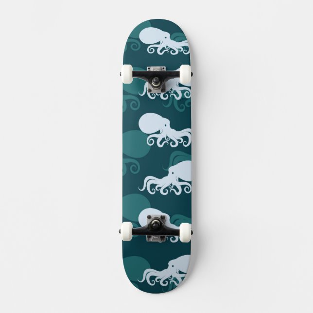 Reihen des Kraken-Musters Skateboard (Vorderseite)