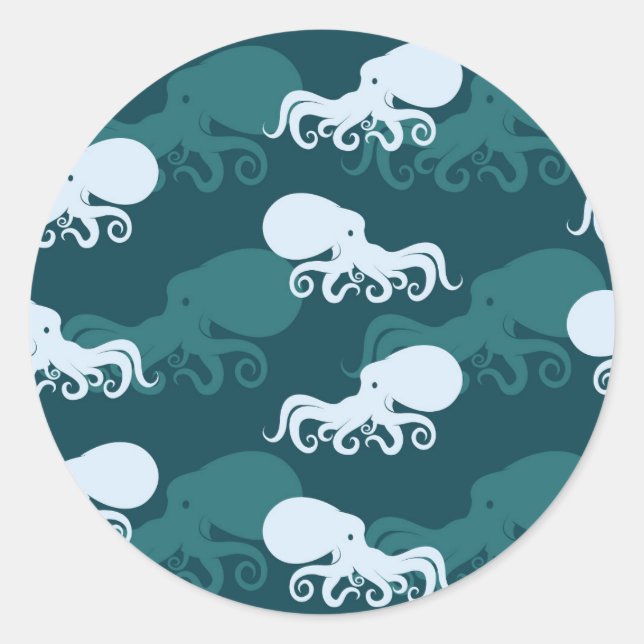 Reihen des Octopusmusters Runder Aufkleber (Vorderseite)