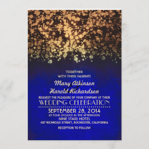 reihen Sie Lichter Marine u. GoldVintage Einladung