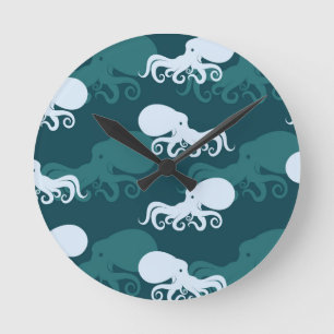 Reihen von Oktopusmuster Runde Wanduhr
