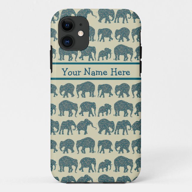 Reihen von Paisley Elephants, Beige, iPhone 5/5 Ca Case-Mate iPhone Hülle (Rückseite)