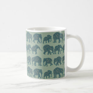 Reihen von Paisley Elephants über die Tasse des gr