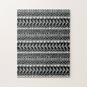 Reihen von schwarzen und weißen Doodle-Mustern Puzzle