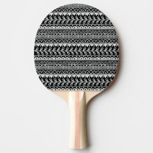 Reihen von schwarzen und weißen Doodle-Mustern Tischtennis Schläger