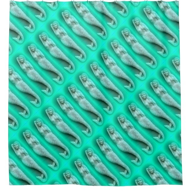 Reihen zum Ersticken grüner Meerjungfrauen Duschvorhang (Vorderseite)