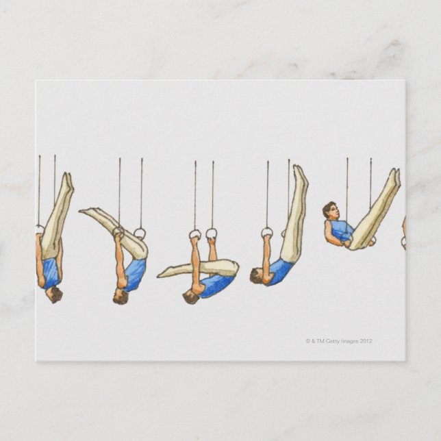 Reihenfolge der Abbildungen mit männlichen Turnier Postkarte (Vorderseite)