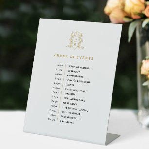 Reihenfolge der Ereignisse, die Hochzeit mit weiße Sockelschild