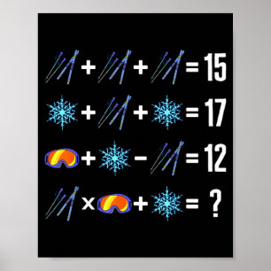 Reihenfolge der Mathematikoperation Ski-Schneefloc Poster