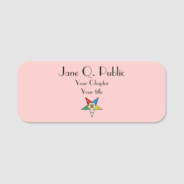 Reihenfolge der OES Pink Custom Namensschild (Vorderseite)