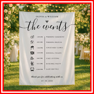 Reihenfolge der Veranstaltungen Eleganter Hochzeit Wandteppich