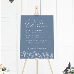Reihenfolge der Veranstaltungen Hochzeitstag Blaue Poster