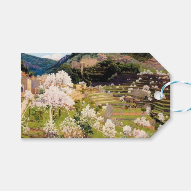 Reihengarten auf Mallorca (von Santiago Rusiñol) Geschenkanhänger (Vorderseite (Horizontal))