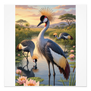 Reiher am Wasser Friedliche Naturlandschaft Fleece Fotodruck