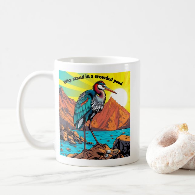 Reiher am Wasser  Kaffeetasse (Mit Donut)