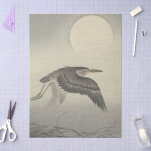 Reiher bei Vollmond von Ohara Koson Decoupage Seidenpapier