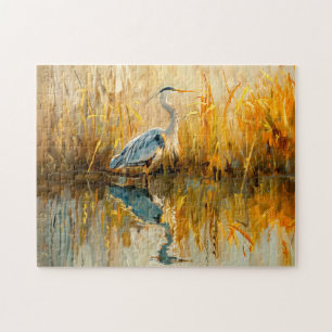 Reiher im Morgengrauen am Wasser Puzzle