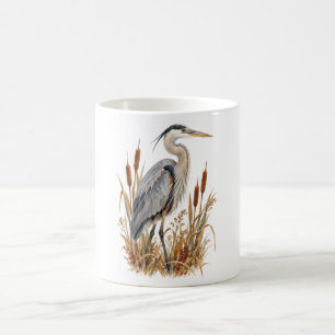 Reiher im nebligen Schilf Kaffeetasse