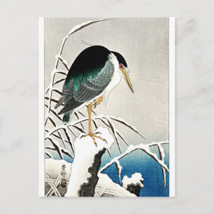 Reiher im Schnee, Kunst von Ohara Koson Postkarte
